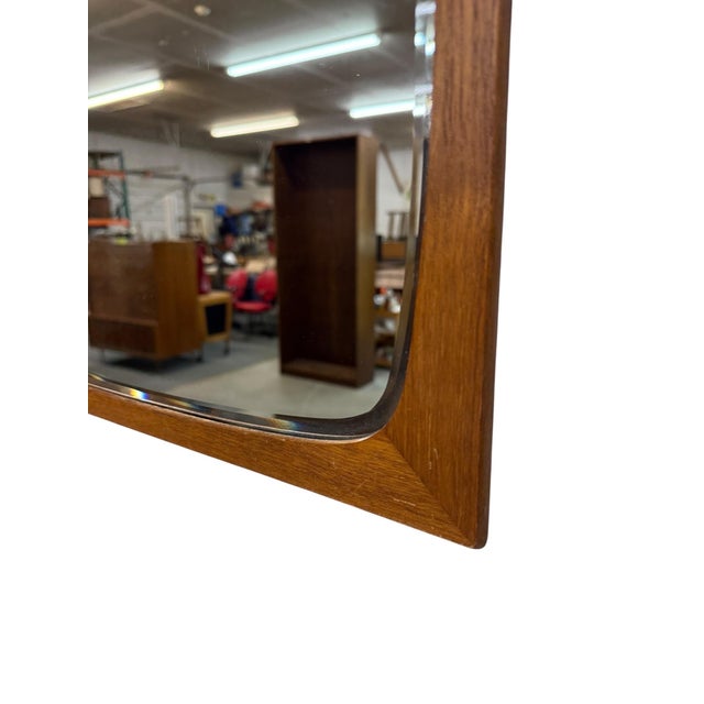 1960s Mid-Century Danish Modern Clark Eaton Teak Bevelled Wall Mirror For Sale - Image 5 of 8
