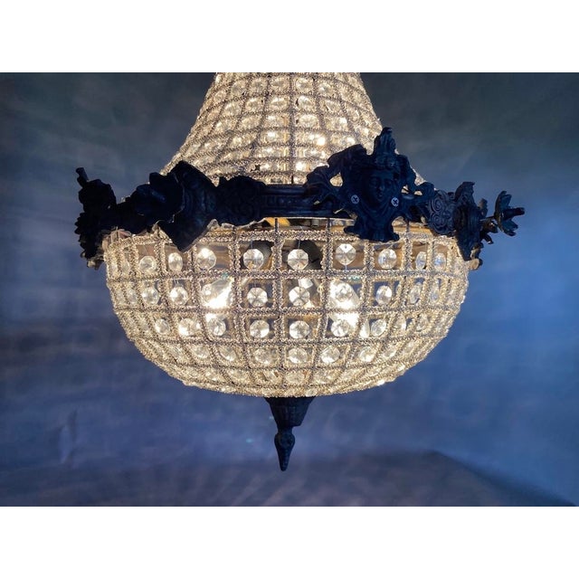 Charcoal 1970s Bronze Louis XVI Rococo Chandelier in Charcoal For Sale - Image 8 of 12