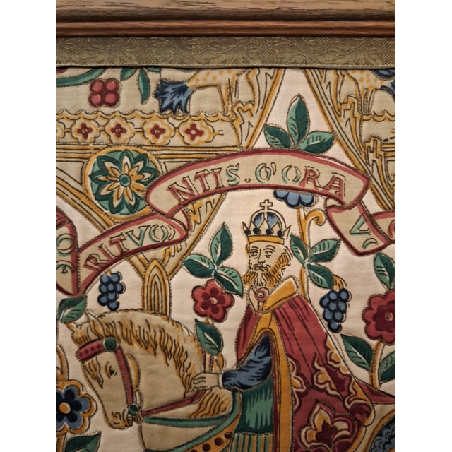 1960s Vintage Hand Painted on Silk Woven with.gold Thread Embroidery For Sale - Image 5 of 15