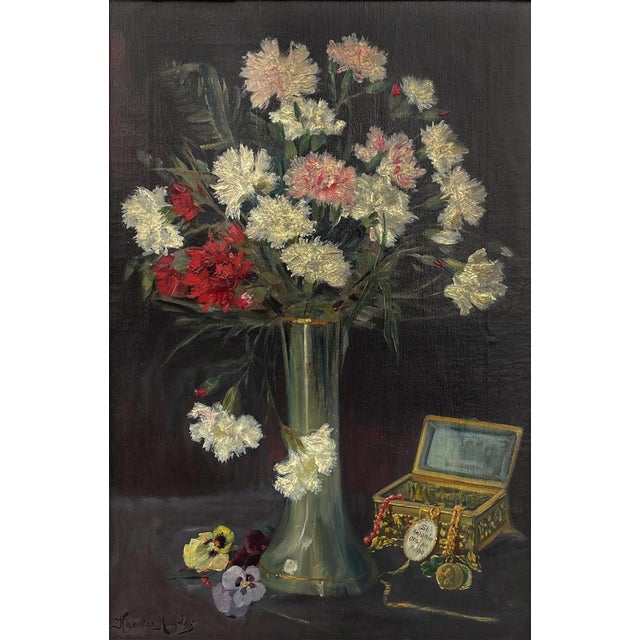 Margit Kereztes, Flower Bouquet, Early 1900s, Oil on Canvas, Framed For Sale - Image 13 of 15
