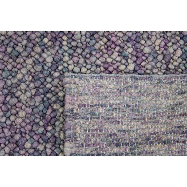 2020s Contemporary Texture Wool Rug Handmade With Purple and Blue Allover Design For Sale - Image 5 of 9