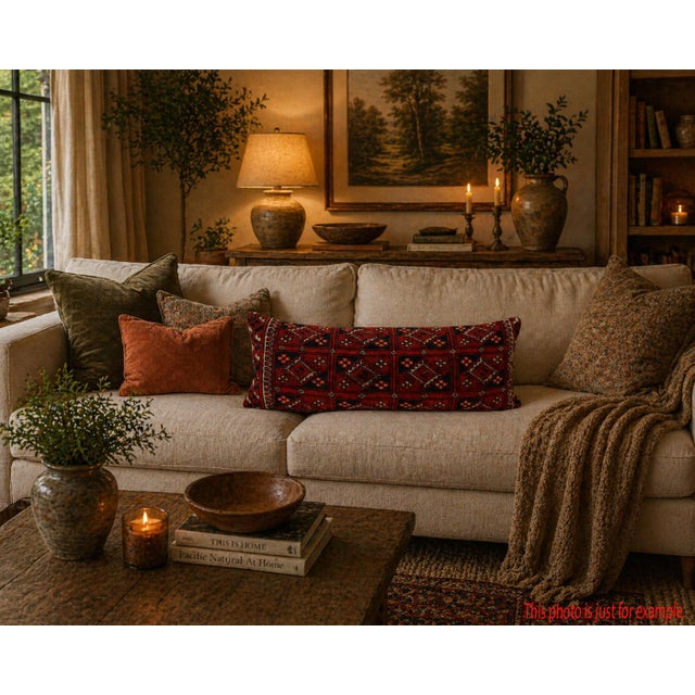 Handwoven Antique Tribal Turkoman Rug Pillow Cover 16'' X 40'' For Sale - Image 10 of 11