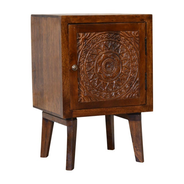 Contemporary Patterned Door Nightstand With Hidden Storage For Sale - Image 3 of 8