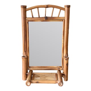Small Bamboo Frame Mirror With Shelf For Sale
