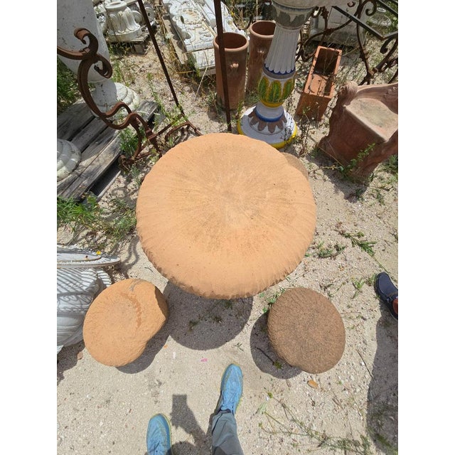 Ceramic Tuscan Terracotta Mushroom Chairs and Table, 1970s, Set of 5 For Sale - Image 7 of 8