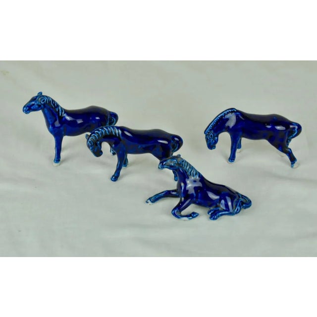 Blue Porcelain Horses, 1950s, Set of 4 For Sale - Image 10 of 11