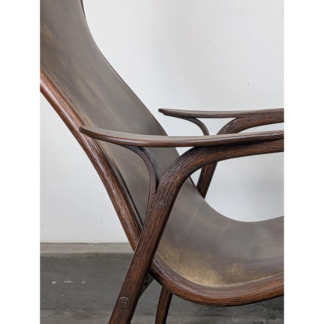 1970s Mid Century Modern Leather Lamino Lounge Chair Attributed to Yngve Ekström for Swedese, c.1970s For Sale - Image 5 of 12