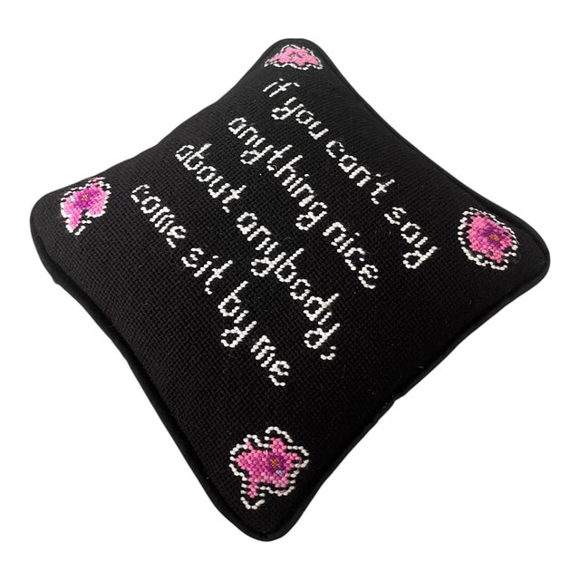 Contemporary Hand-Embroidered Needlepoint "Alice Roosevelt Longworth Sassy Quote" Custom Pillow For Sale - Image 3 of 4
