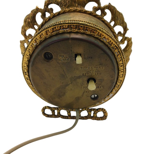 Art Nouveau Vintage Globe Round Gold Tone Table Alarm Clock Hollywood Regency Victorian Art Nuveou For Sale - Image 3 of 7