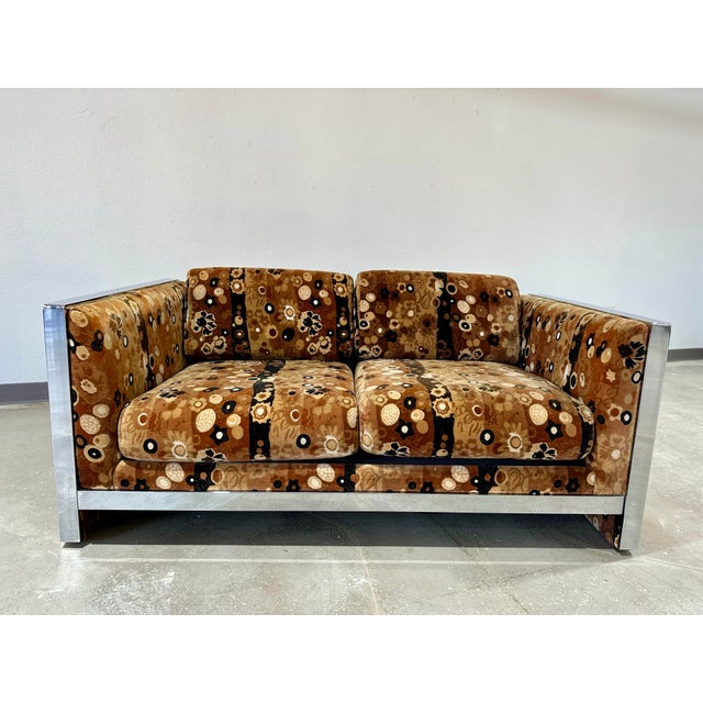 Mid-Century Modern 1960s Mid Century Modern Selig Loveseat in Jack Lenor Larsen Primavera Upholstery For Sale - Image 3 of 10