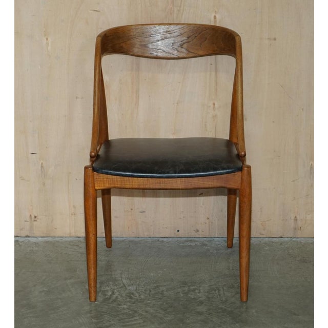 Johannes Andersen Model 16 Dining Chairs in Black Leather attributed to Johannes Andersen for Uldum, 1960s, Set of 6 For Sale - Image 4 of 18