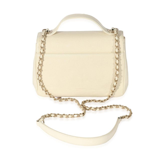 Traditional Cream Caviar Mini Business Affinity Flap For Sale - Image 3 of 8