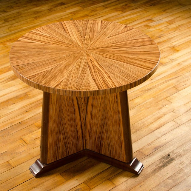 Contemporary Round Zebra Wood Side Table Chairish