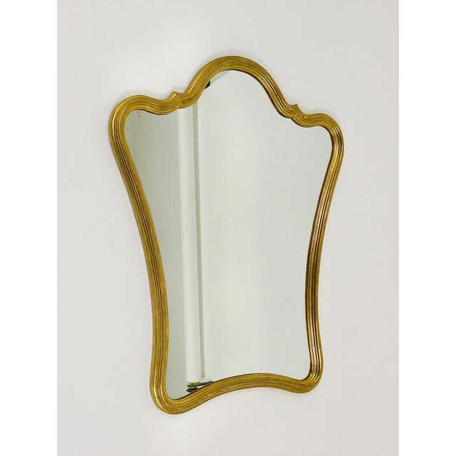 Mid-Century Wall Mirror in Curved Gilt Wood, 1950s For Sale - Image 3 of 15