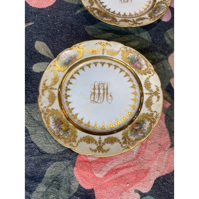 Late 19th Century German Dresden Porcelain Dinnerware Plates Set of 12 For Sale In Raleigh - Image 6 of 13