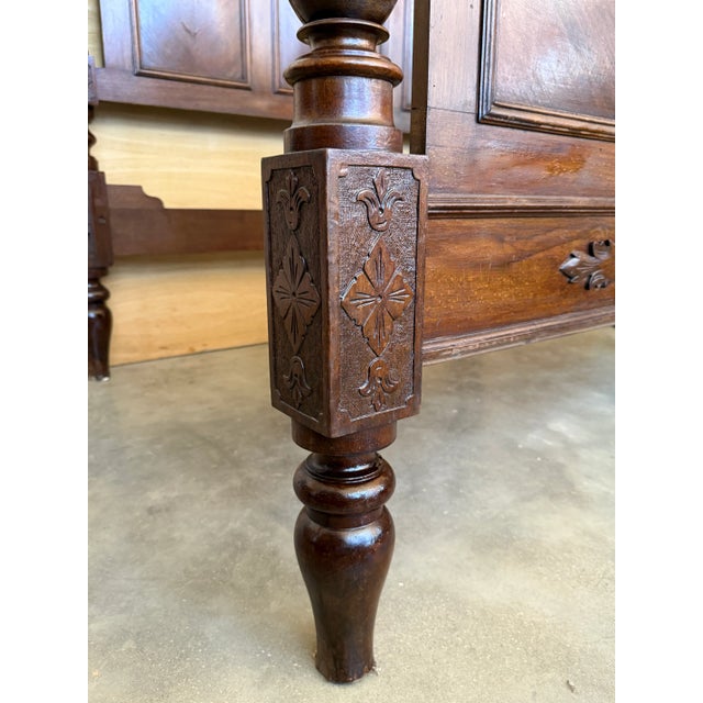 Antique French Louis XVI Style Rosewood Carved Bed Frame, 1880 For Sale - Image 12 of 15