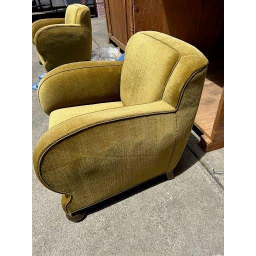 Mid-Century Modern Märta Blomstedt, Attribution Lounge Chairs, Pair, Finland C. 1940, Carved Walnut, Mohair Upholstery For Sale - Image 3 of 10