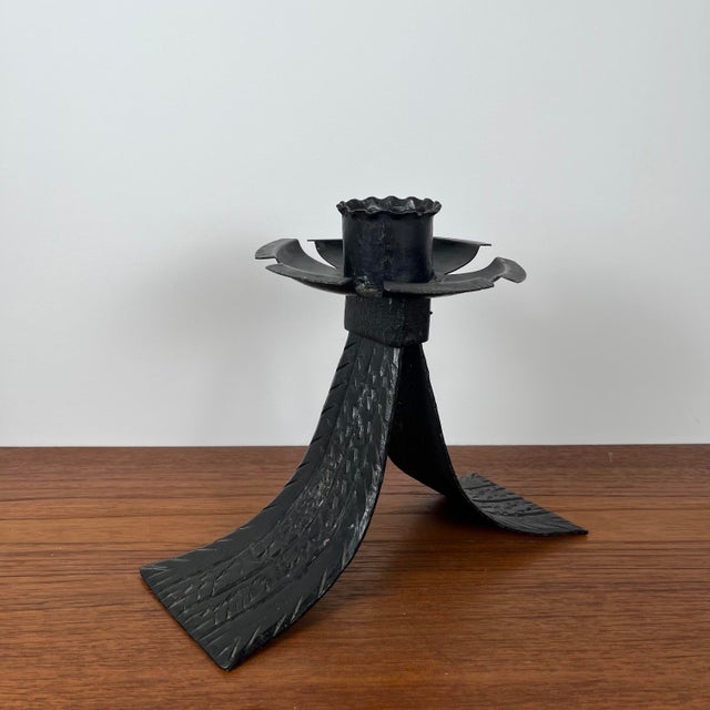Vintage Black Wrought Iron Candleholder, 1970s For Sale - Image 6 of 12