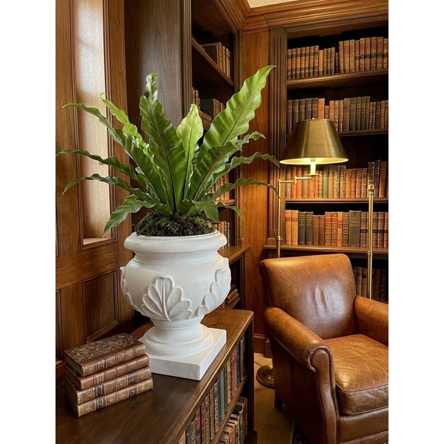 Plastic Neoclassical Style Cast Resin Cache Pot With Acanthus Leaf Detail For Sale - Image 7 of 11