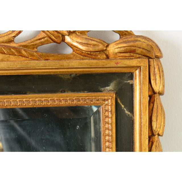 Italian Carved Wood Wall Mantel Gilt Mirror For Sale In West Palm - Image 6 of 10