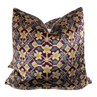 Carolina Irving Textiles "Almaty Velvet" in Berry 22" Pillows-A Pair For Sale