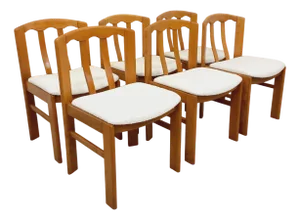 Vintage Chairs in Elm Wood and Bouclé Fabric, 1960s, Set of 6