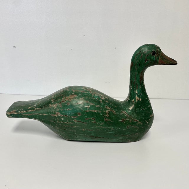 1970s Vintage Farmhouse Arts & Crafts Hand Carved Wood Duck Sculpture. For Sale - Image 6 of 15