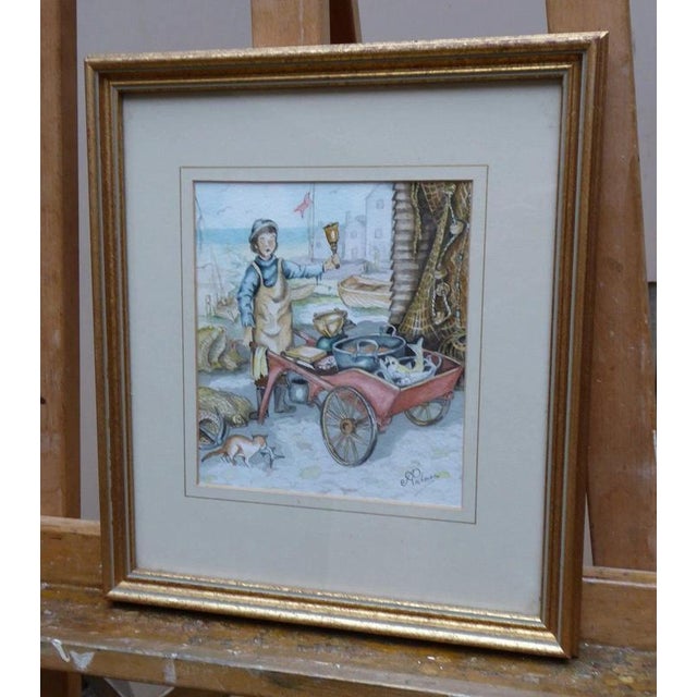 Anthony Palmer, Impressionist Painting of a Fish Seller, 1980, Watercolour For Sale - Image 6 of 14