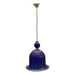 Murano Cobalt Blue Glass Pendant Light, Italy, 1980s For Sale