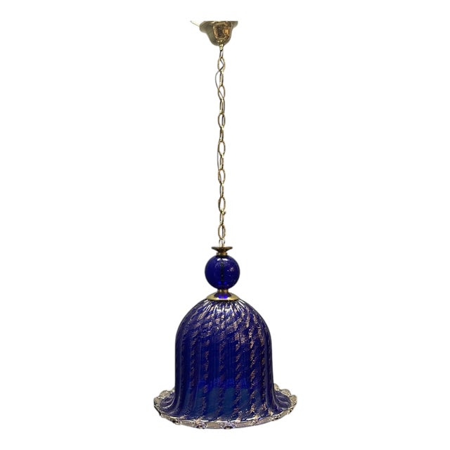 Murano Cobalt Blue Glass Pendant Light, Italy, 1980s For Sale