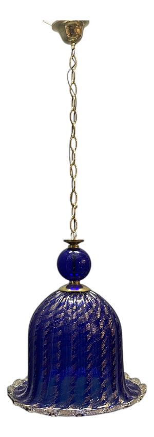 Murano Cobalt Blue Glass Pendant Light, Italy, 1980s