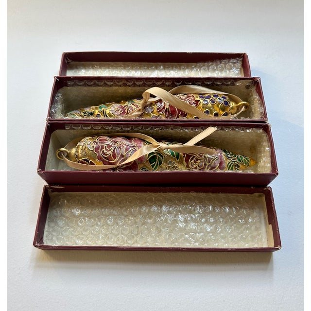 Pair of Gold Cloisonné & Crystal Ornaments For Sale - Image 13 of 17