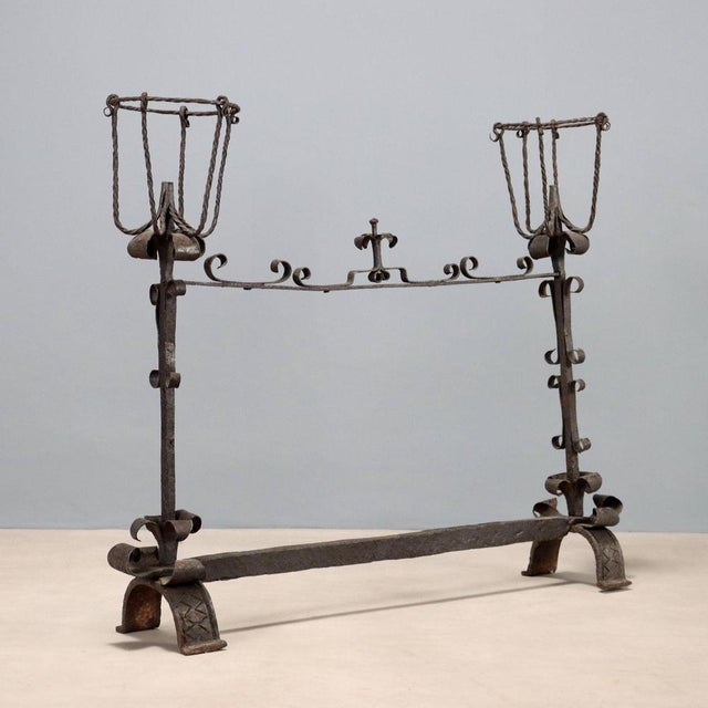 Antique Wrought Iron Fireplace Andiron, Italy, 19th-20th Century For Sale - Image 9 of 10