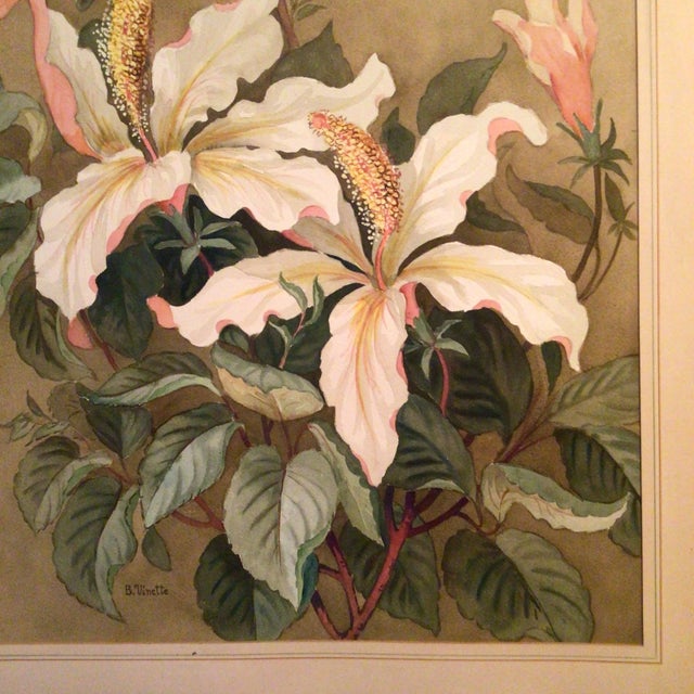 Floral Water Color 1915 California Artist Barbara Vinette Framed For Sale In Sacramento - Image 6 of 12