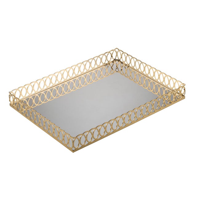 New York Tray Full Shiny Gold, Made in Italy by Villari. The perfect embodiment of Mid-Century modern style creates a...