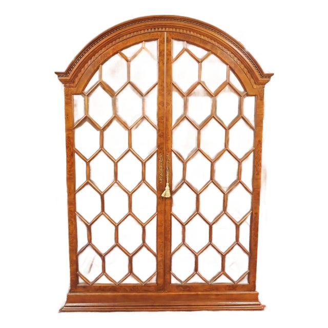 Francesco Molon V23 Italian Burl Wood Beveled Glass Display Cabinet For Sale