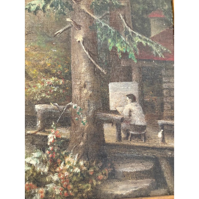 Rustic Lovely Landscape Painting Oil on Canvas Panel For Sale - Image 3 of 6