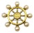1990s Chanel Vintage Gold Plated Sailor Wheel Faux Pearl Brooch For Sale