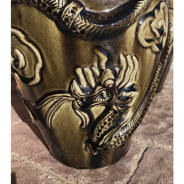 Large Asian Mid-Century Dragon Vases - a Pair For Sale - Image 4 of 9