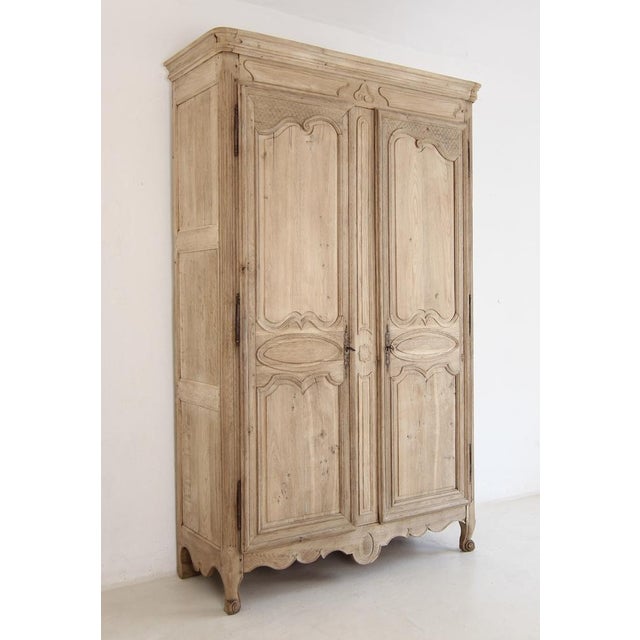 19th Century French Provincial Bleached Oak Wardrobe For Sale - Image 9 of 18