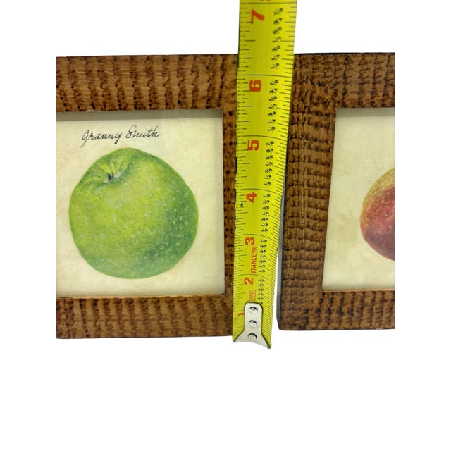 Vintage Apple Art Prints Framed Birdseye Maple Faux Painted Wood - A Set For Sale - Image 9 of 10
