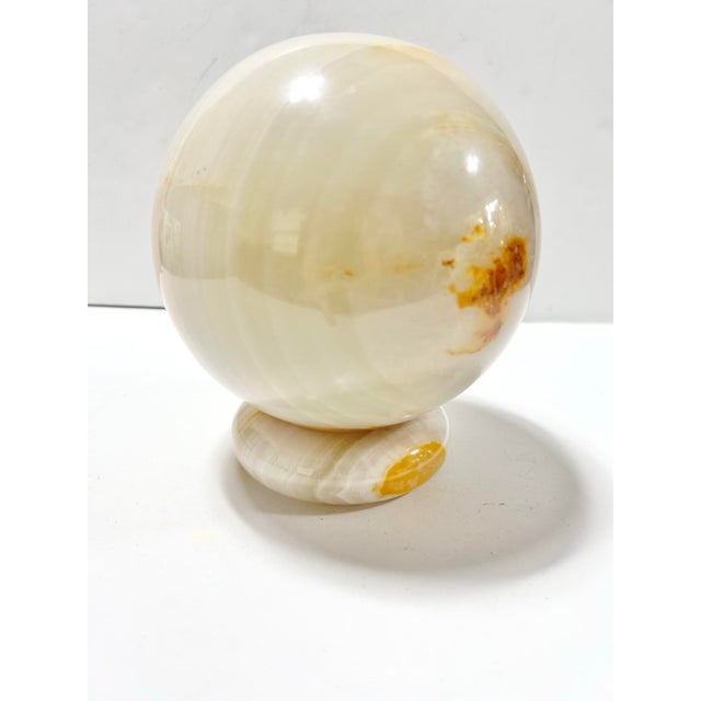 1960s Large Vintage Banded Onyx Sphere on Stone Base For Sale - Image 5 of 12