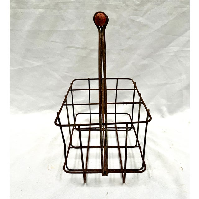 Antique French Bottle Carrier W/Red Handle For Sale In Dallas - Image 6 of 9
