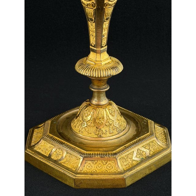 Gold French Empire Ormolu Candlestick with Classical Portrait Medallions For Sale - Image 8 of 10