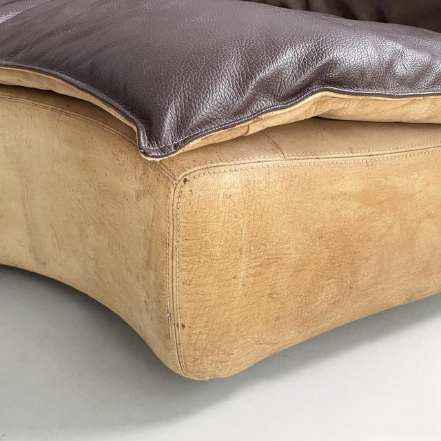 Italian Modern Bogo Modular Sofa in Brown Leather by Carlo Bartoli for Rossi di Albizzate, 1970s, Set of 3 For Sale - Image 15 of 18