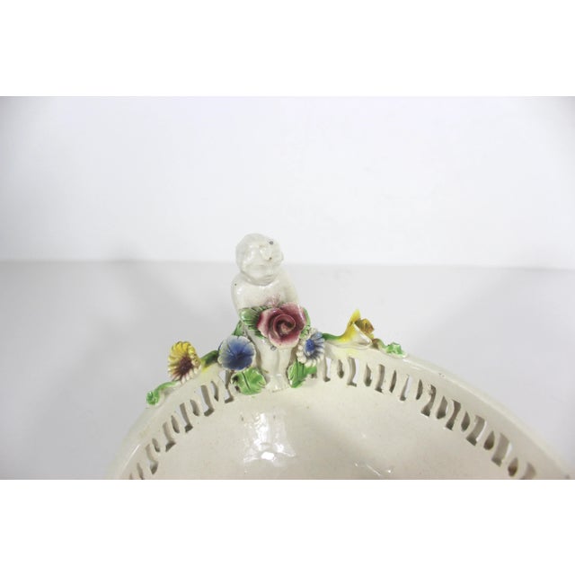 1930’s Italian Renaissance Revival Nove Rose Hand Painted Serving Bowl With Cherubs Made in Italy Nova Rose For Sale - Image 6 of 8