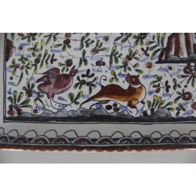 Vintage Portuguese Ceramic Plate Hand Painted For Sale - Image 6 of 9