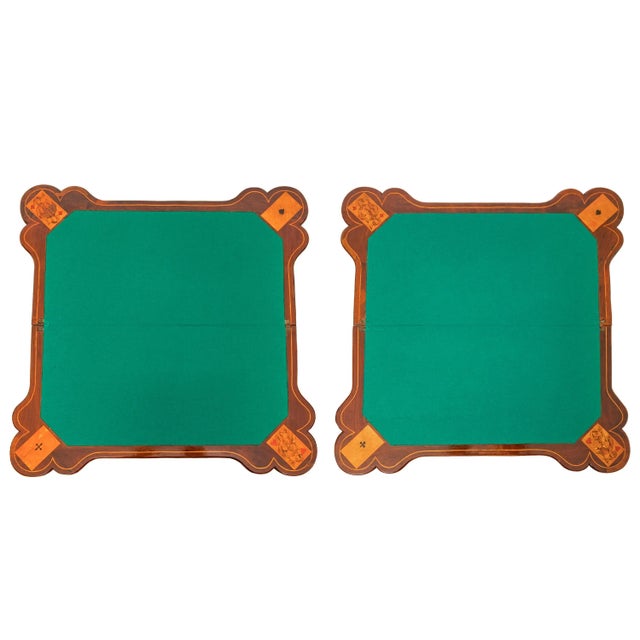 Antique 19th Century Dutch Walnut Marquetry Card Game Console Tables 1820 - A Pair For Sale - Image 11 of 12