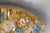 Scenographic bright flush mount with amber,white and light-blue little flowers. a composition of Murano glass floreal...