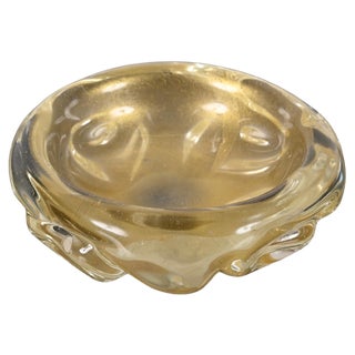 Mid-Century Murano Glass Bowl with Gold Dots by Archimede Seguso, Italy, 1960s For Sale
